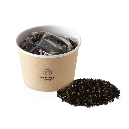Чай черный "Малина с медом и чабрецом" в картонном стаканчике, 50 гр.