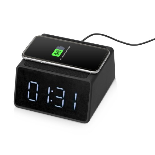 Беспроводная колонка с часами и функцией беспроводной зарядки «Sentry», черный (P)
