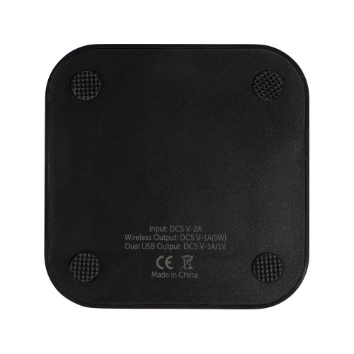 Беспроводная зарядка «Tile» с 2 USB-A, 5 Вт, черный