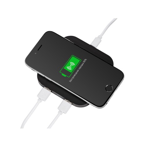 Беспроводная зарядка «Tile» с 2 USB-A, 5 Вт, черный