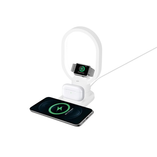 Беспроводная зарядная станция 4-в-1 "Portal" c лампой, 15 Вт, белый