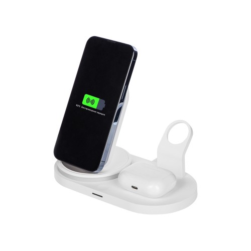 Складная зарядная станция с беспроводной зарядкой «Flashport», 15 Вт, белый