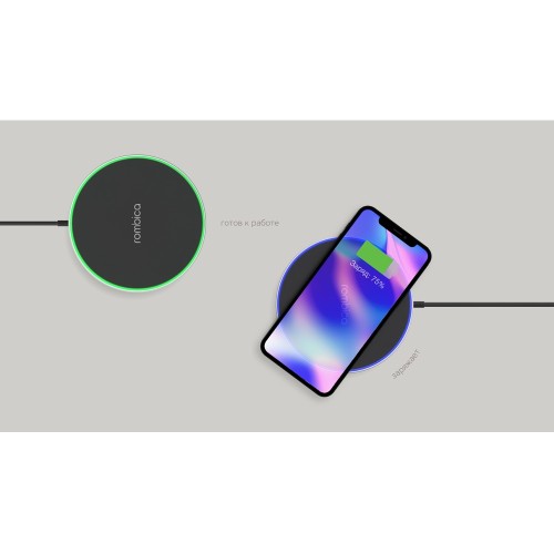 Беспроводное зарядное устройство Rombica  «NEO Core Quick» c быстрой зарядкой, черный (с лого)