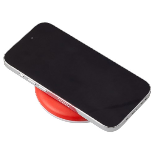 Беспроводное зарядное устройство со встроенным кабелем 2-в-1 "Disc", красный