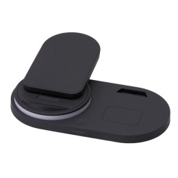 Складная зарядная станция с беспроводной зарядкой «Flashport», 15 Вт, черный