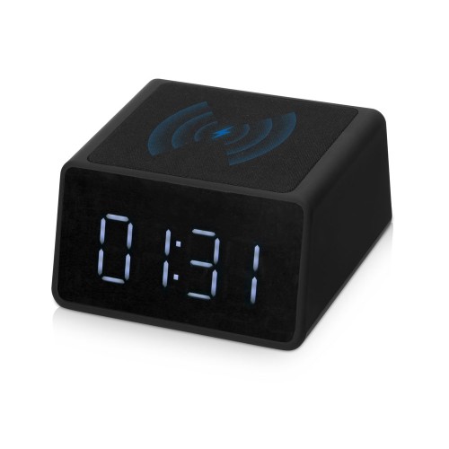 Беспроводная колонка с часами и функцией беспроводной зарядки «Sentry», черный