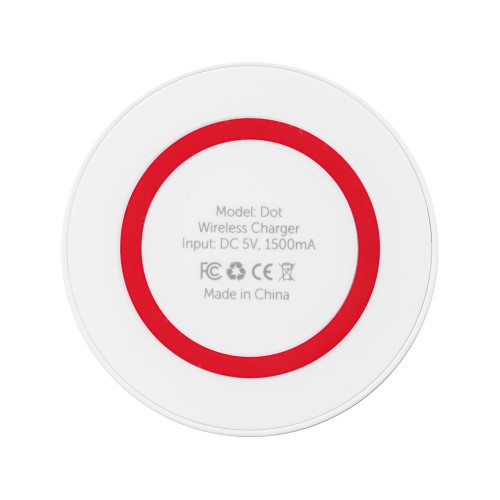 Беспроводное зарядное устройство «Dot», 5 Вт, белый/красный