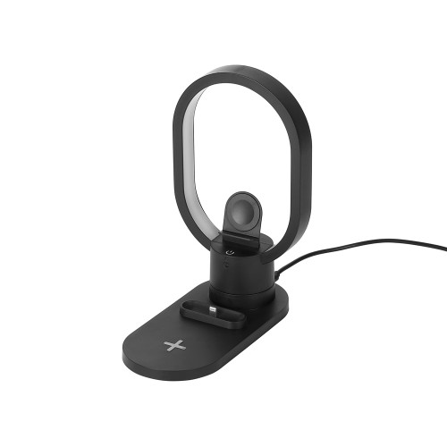 Беспроводная зарядная станция 4-в-1 "Portal" c лампой, 15 Вт, черный