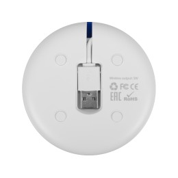 Беспроводное зарядное устройство со встроенным кабелем 2-в-1 "Disc", синий