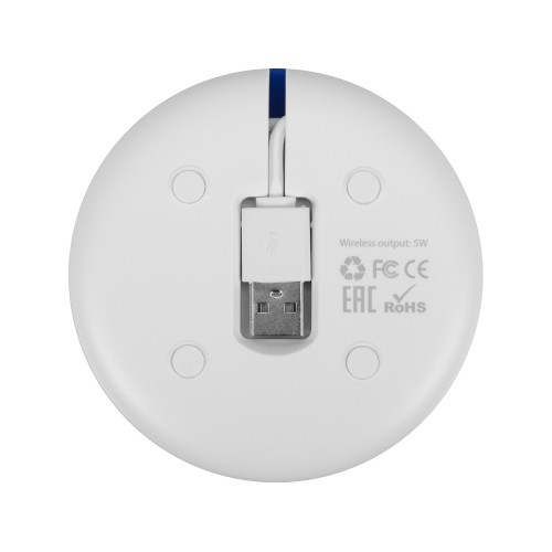 Беспроводное зарядное устройство со встроенным кабелем 2-в-1 "Disc", синий