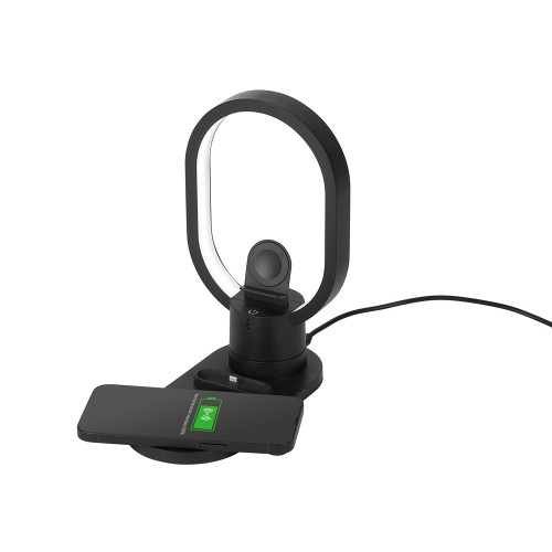 Беспроводная зарядная станция 4-в-1 "Portal" c лампой, 15 Вт, черный