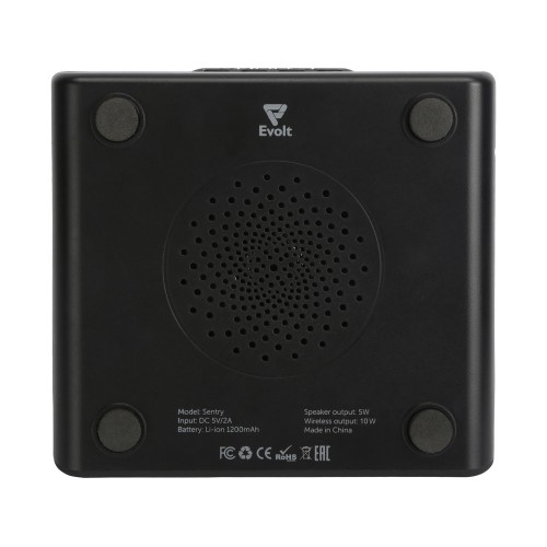 Беспроводная колонка с часами и функцией беспроводной зарядки «Sentry», черный