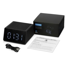 Беспроводная колонка с часами и функцией беспроводной зарядки «Sentry», черный (P)