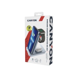 Беспроводное зарядное устройство 3-в-1 CANYON WS-304 (CNS-WCS304B), 15W, голубой