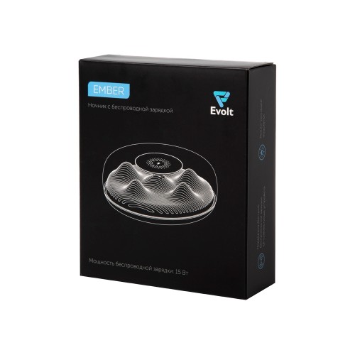 Ночник с беспроводной зарядкой "Ember", 15 Вт, черный