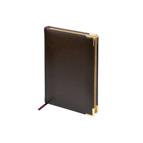Ежедневник недатированный А5 "Sidney Nebraska", коричневый (золотой обрез, золотые уголки)