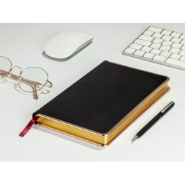 Ежедневник недатированный A5 «Chelsea», черный (золотистый кант и срез)