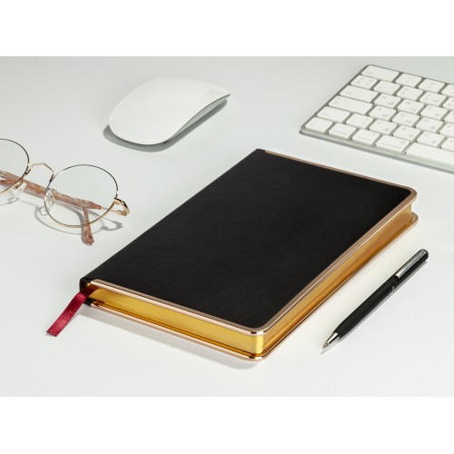 Ежедневник недатированный A5 «Chelsea», черный (золотистый кант и срез)