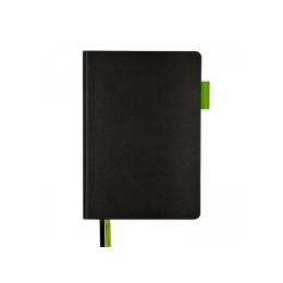Ежедневник недатированный А5 «Boston», черный (обрез зеленое яблоко)
