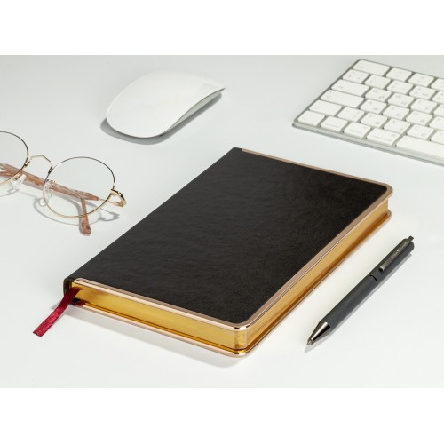 Ежедневник А5 недатированный «Chelsea», серый (золотистый кант и срез)