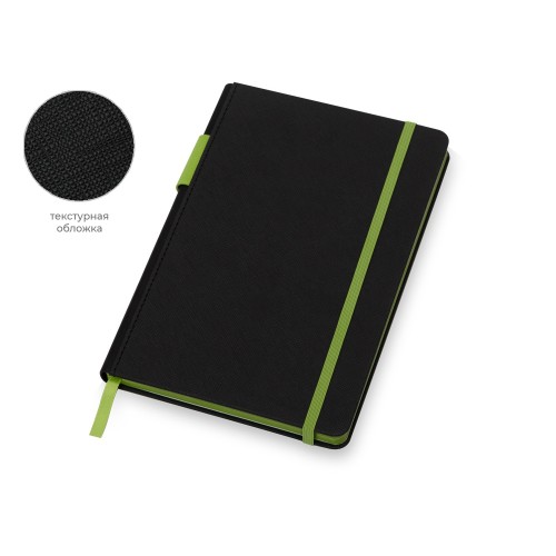 Бизнес блокнот "Bossy" с цветным срезом, твердая обложка, 128 листов, черный и зеленое яблоко