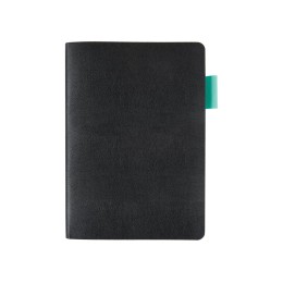 Ежедневник недатированный А5 "Boston", черный (бирюзовый обрез)