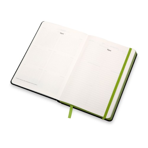 Бизнес блокнот "Bossy" с цветным срезом, твердая обложка, 128 листов, черный и зеленое яблоко