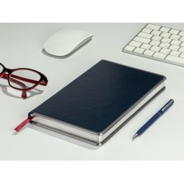 Ежедневник А5 недатированный «Chelsea», синий (серебристый кант и срез)