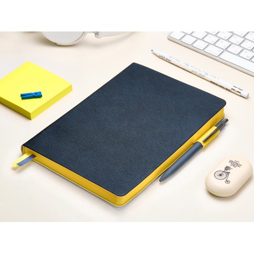 Ежедневник недатированный А5 "Boston", темно-синий (желтый обрез)