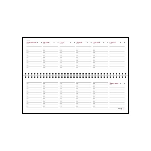 Планинг недатированный  "Velvet" бордовый (Р)