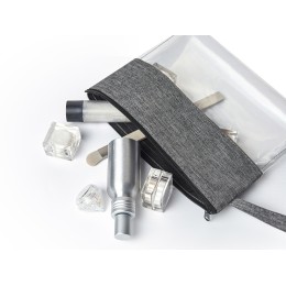 Косметичка из PVC и ткани "Leony", прозрачный/темно-серый