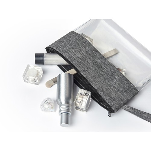 Косметичка из PVC и ткани "Leony", прозрачный/темно-серый