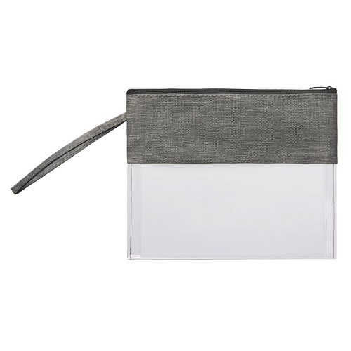 Косметичка из PVC и ткани "Leony", прозрачный/темно-серый