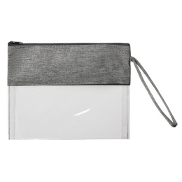 Косметичка из PVC и ткани "Leony", прозрачный/темно-серый