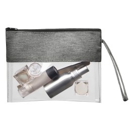 Косметичка из PVC и ткани "Leony", прозрачный/темно-серый