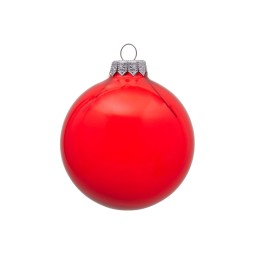Стеклянный елочный шар "Frozi", красный прозрачный, с серебристым колпачком