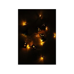 Елочная гирлянда с лампочками "Новогодняя" цветная + деревянная коробка с наполнителем-стружкой "Ларь"