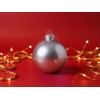 Стеклянный елочный шар "Christmas bauble", серебро, металлик, с серебристым колпачком в черной коробке