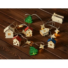 Елочная гирлянда с лампочками "Новогодняя" цветная