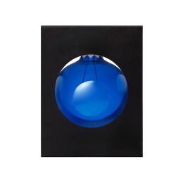 Стеклянный елочный шар "Christmas bauble", синий прозрачный, с серебристым колпачком в черной коробке