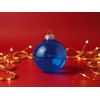 Стеклянный елочный шар "Christmas bauble", синий прозрачный, с серебристым колпачком в черной коробке