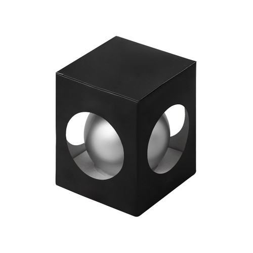 Стеклянный елочный шар "Christmas bauble", серебро, металлик, с серебристым колпачком в черной коробке