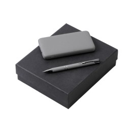 Подарочный набор c ручкой и повербанком 10000 mAh, серый