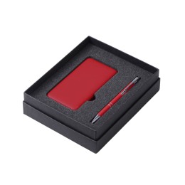 Подарочный набор c ручкой и повербанком 10000 mAh, красный