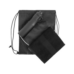 Спортивный набор со стальной бутылкой и полотенцем «Advanced», черный