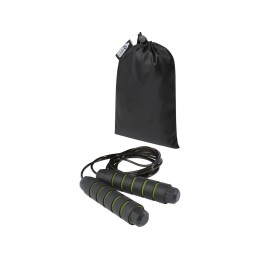 Austin, скакалка с мягкими ручками в чехле из переработанного PET-материала, зеленое яблоко