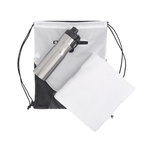 Спортивный набор со стальной бутылкой и полотенцем «Advanced», белый