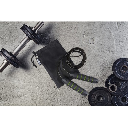 Austin, скакалка с мягкими ручками в чехле из переработанного PET-материала, зеленое яблоко