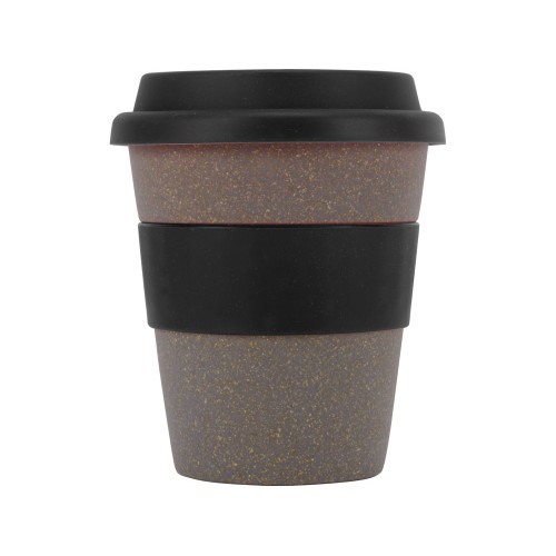 Стакан с силиконовой крышкой "Cafe", черный