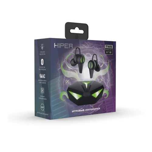 Беспроводные наушники HIPER TWS Mercury X12 (HTW-MX12) Bluetooth 5.1 гарнитура, Черный (Р)